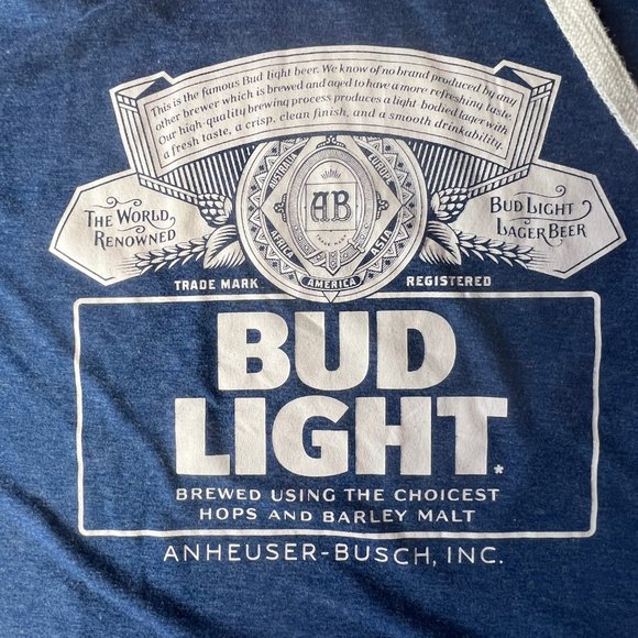 Bud Light Mens Hoodie Sweatshirt Anheuser Busch Beer Advertisement Blue Size XL - Picture 2 of 8